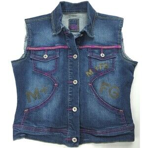 SMALL Marithe Francois Girbaud Women’s Denim Vest Jean Jacket Blue